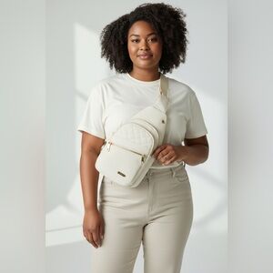 Elegant Cream Quilted crossbody